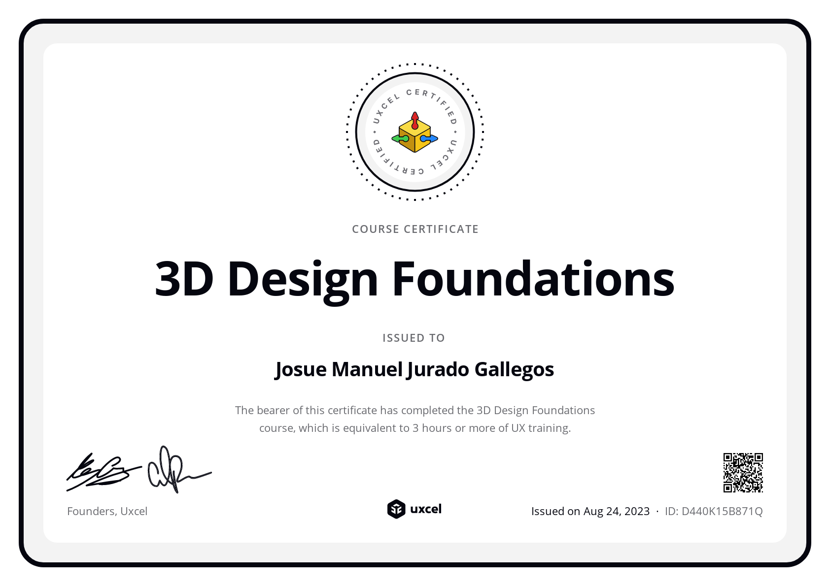 Josue Manuel Jurado Gallegos's certificate